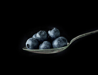 Image showing spoon of blueberries