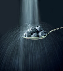 Image showing spoon of blueberries