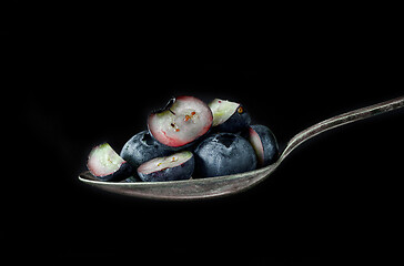 Image showing spoon of blueberries