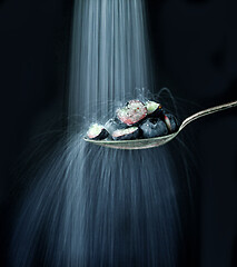 Image showing spoon of blueberries