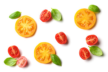 Image showing composition of yellow and red tomatoes