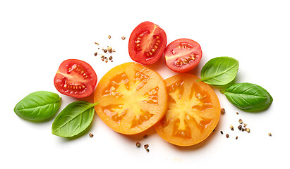 Image showing composition of yellow and red tomatoes