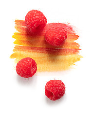 Image showing fresh raw raspberries on watercolor paint