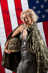 Image showing Young Attractive Woman In Military Clothing
