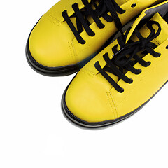 Image showing Noses of Luxury Yellow Shoes