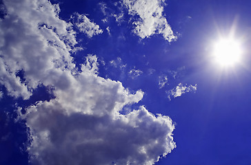 Image showing sky background. sun and clouds background 1