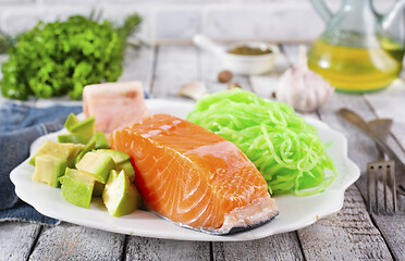 Image showing salmon with zucchini