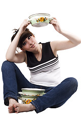 Image showing The mad housewife with saucepan. funny picture 2