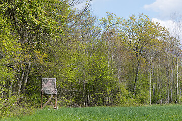 Image showing Hunting tower in leafing season