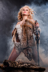 Image showing Woman In Fur With Sword