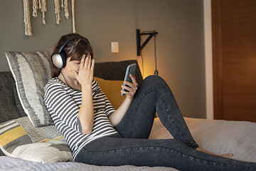 Image showing Sad woman at home