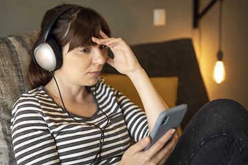 Image showing Sad woman at home