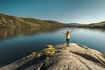 Image showing Woman near a beautiful lake