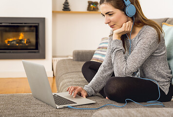 Image showing Working at home while listen music