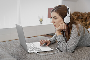 Image showing Working at home while listen music