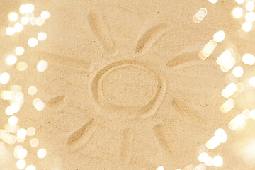 Image showing picture of sun in sand on summer beach