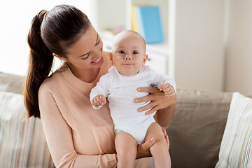 Image showing happy mother with little baby boy at home