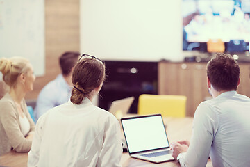 Image showing Startup Business Team At A Meeting at modern office building