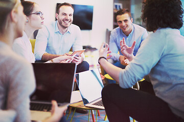 Image showing Startup Business Team At A Meeting at modern office building