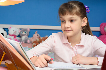 Image showing Student does homework at home in distance learning