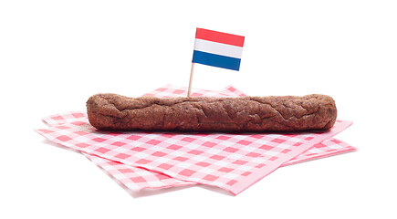 Image showing One frikadel on a napkin, a Dutch fast food snack