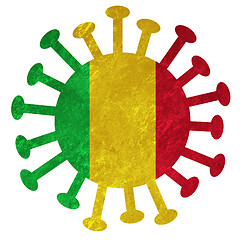 Image showing The national flag of Mali with corona virus or bacteria