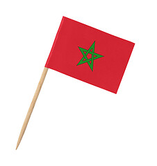 Image showing Small paper Moroccan flag on wooden stick