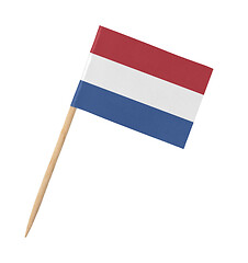 Image showing Small paper dutch flag on wooden stick