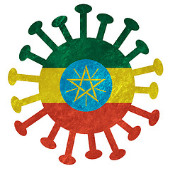 Image showing The national flag of Ethiopia with corona virus or bacteria