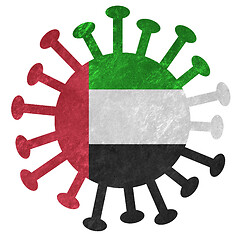 Image showing The national flag of United Arab Emirates with corona virus or b