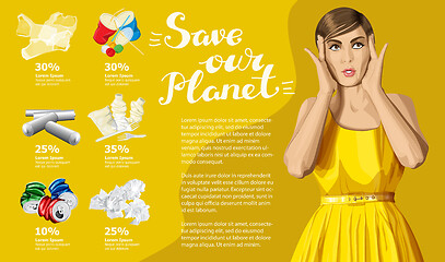 Image showing Vector Recycling Garbage And Woman