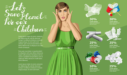 Image showing Vector Recycling Garbage And Woman