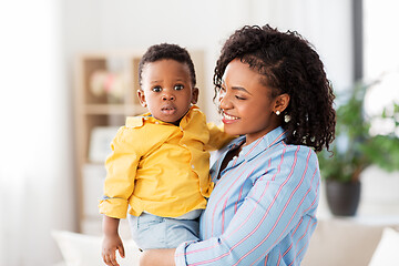 Image showing happy african american mother with baby at home