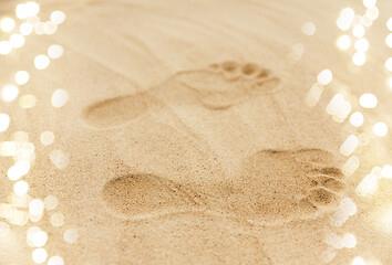 Image showing footprints in sand on summer beach