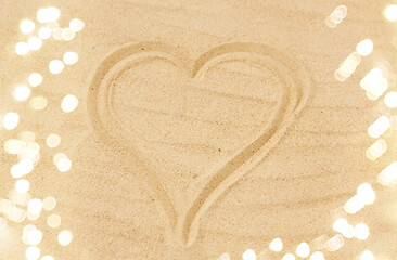 Image showing picture of heart in sand on summer beach