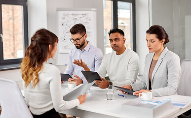 Image showing recruiters having job interview with employee