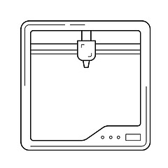 Image showing Three D printer line icon.