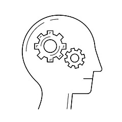 Image showing Brain with gear line icon.