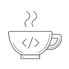 Image showing Coffee cup with code line icon.