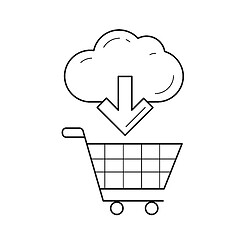 Image showing Shopping trolley with online purchase line icon.