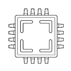 Image showing Computer cpu chip line icon.