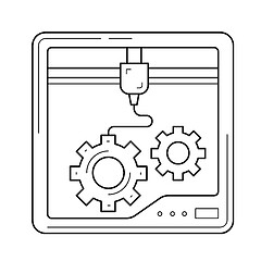 Image showing Three D printing line icon.