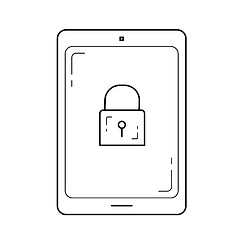 Image showing Digital tablet security line icon.