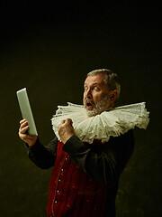 Image showing Official portrait of historical governor from the golden age. Studio shot against dark wall.