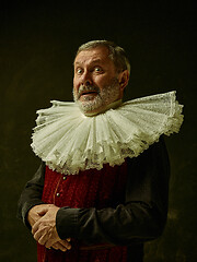 Image showing Official portrait of historical governor from the golden age. Studio shot against dark wall.