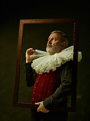 Image showing Official portrait of historical governor from the golden age. Studio shot against dark wall.