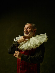 Image showing Official portrait of historical governor from the golden age. Studio shot against dark wall.