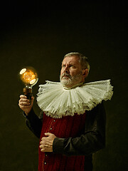 Image showing Official portrait of historical governor from the golden age. Studio shot against dark wall.