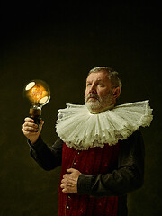 Image showing Official portrait of historical governor from the golden age. Studio shot against dark wall.