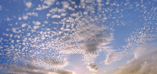 Image showing Blue sky background with tiny clouds panorama